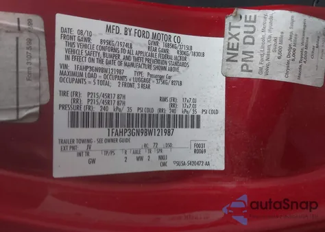 2011 Ford Focus Ses z USA, uszkodzony, nr VIN 1FAHP3GN9BW121987